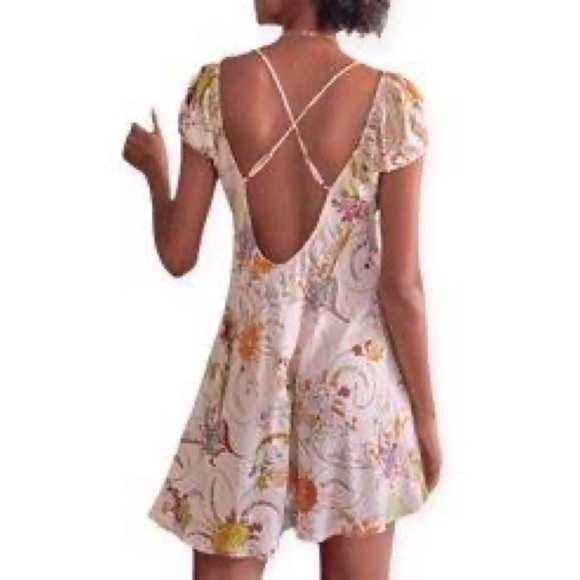 NWT Anthropologie Dainty Mini Dress Size Small Floral Lace Low Back Lacy Lounge - Picture 3 of 13